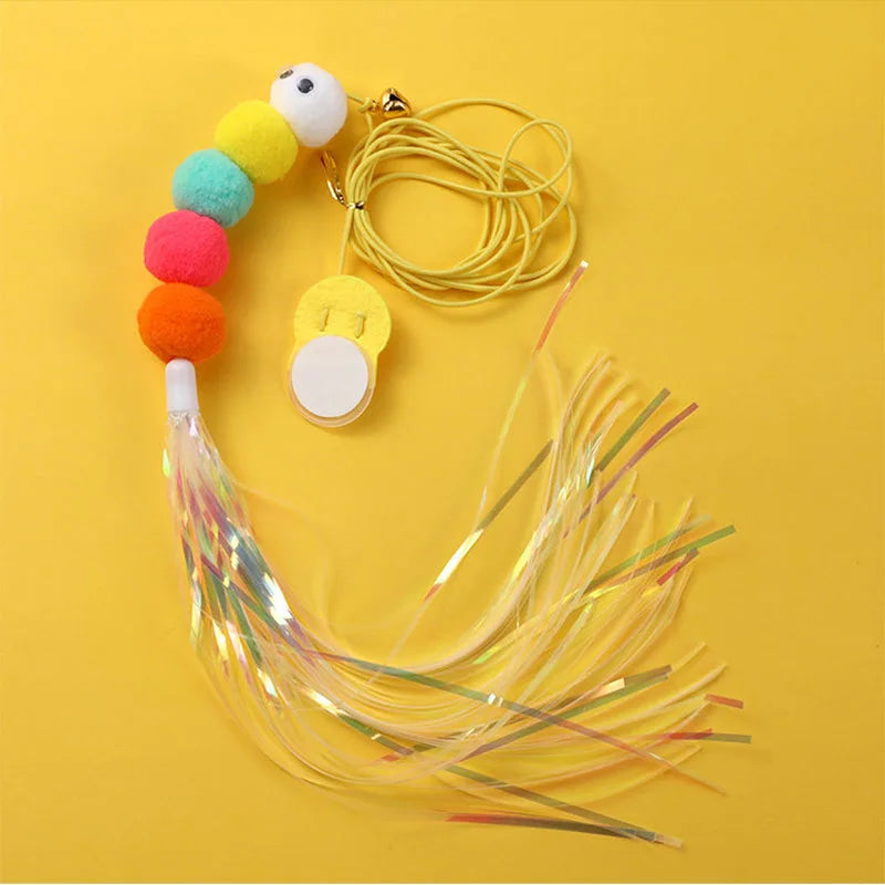 Dragonfly Feather Bell Teaser  Interactive Cat Toy with Elastic Rope for Endless Playtime