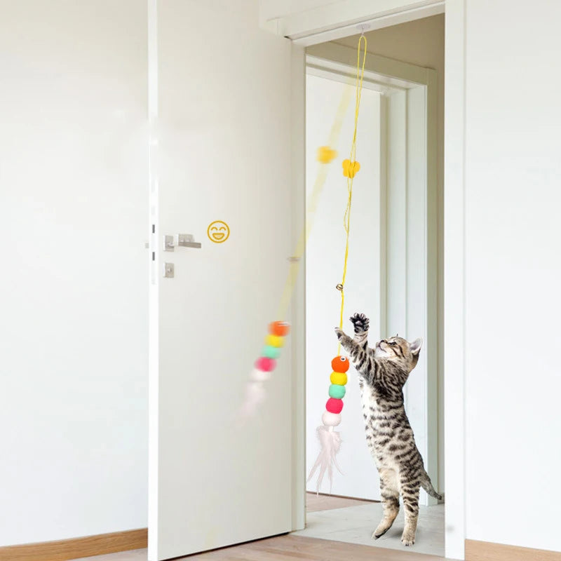 Dragonfly Feather Bell Teaser  Interactive Cat Toy with Elastic Rope for Endless Playtime