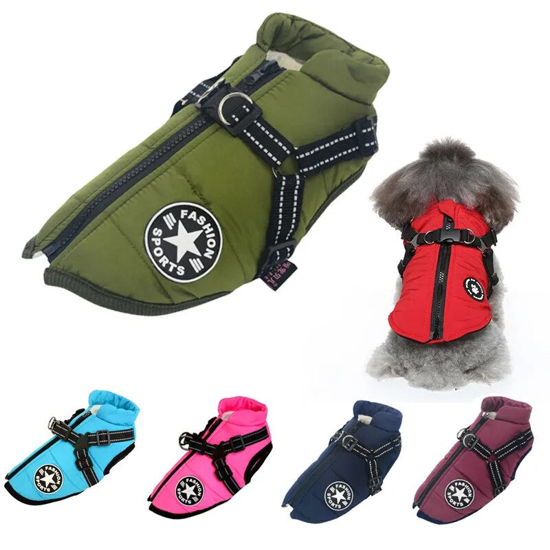 Waterproof Winter Coat with Harness for  Dogs